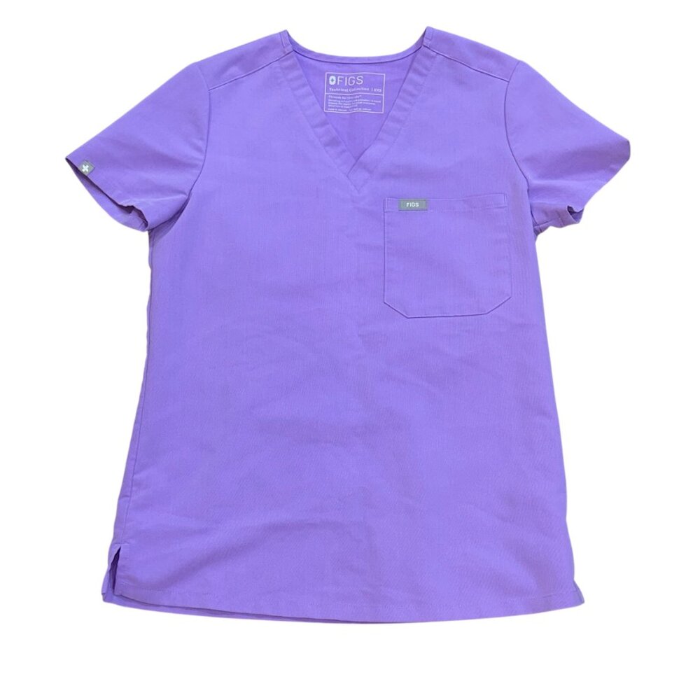 FIGS Women's V-Neck Scrub Top in Lavender Purple